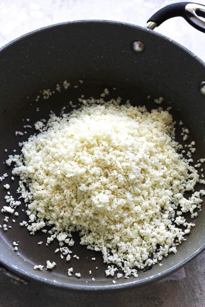 cauliflower rice in the pan
