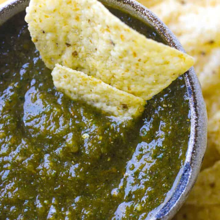 green salsa with chips