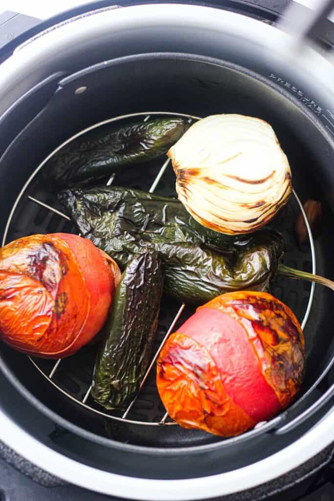 roasting toantpes jalapeno onions garlic in ninja foodi