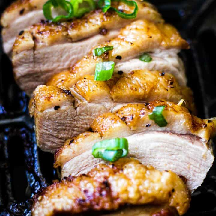 sliced crispy duck breast in the air fryer