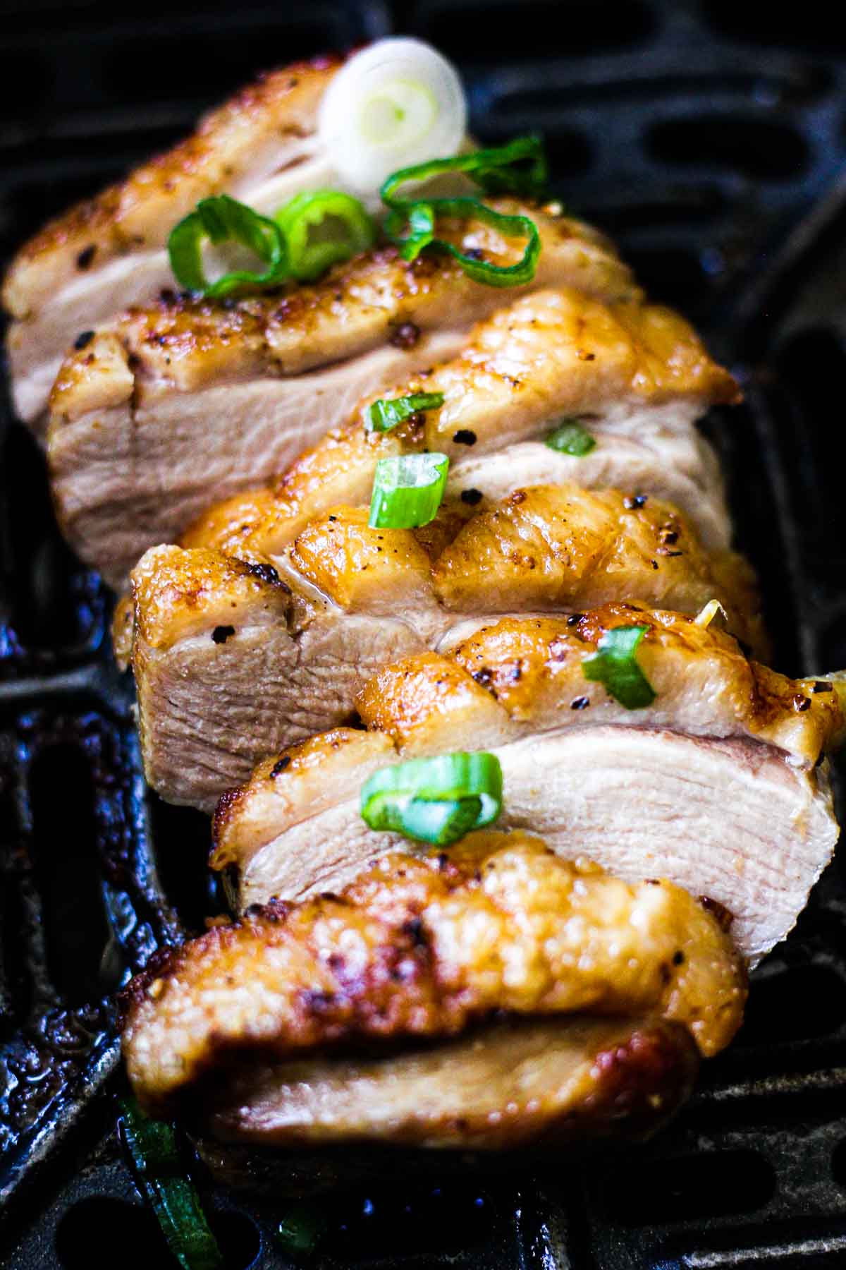 sliced crispy duck breast in the air fryer