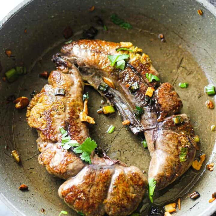 pan fried shad roe with garlic and cilantro