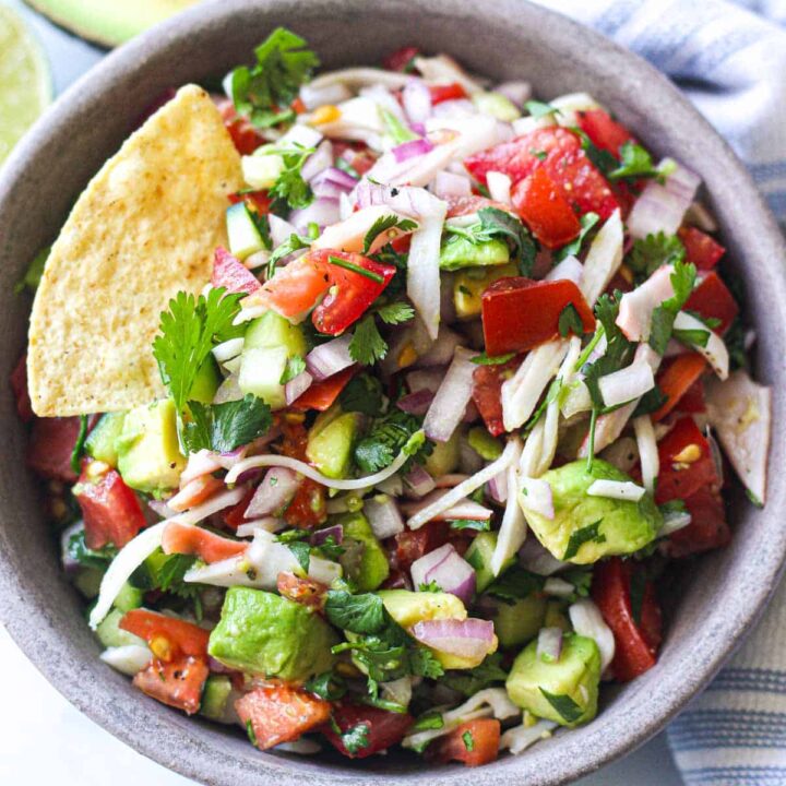 maxican crab ceviche jaiba in a grey bowl