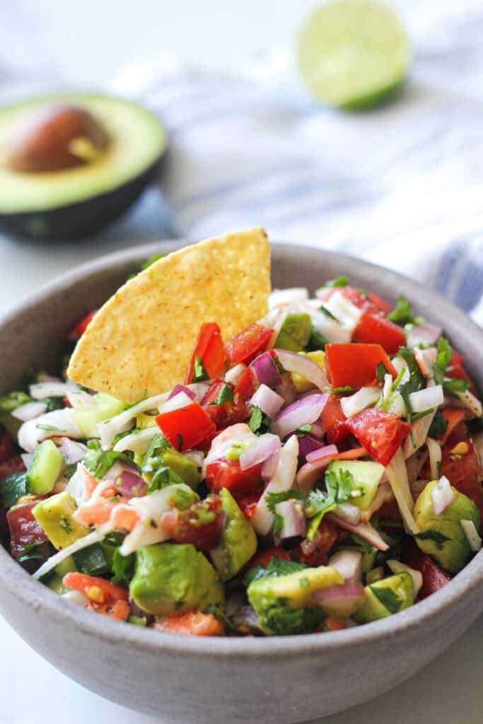 jaiba imitation crab salad ceviche with tortilla chips