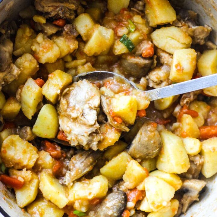 rabbit stew in a pot