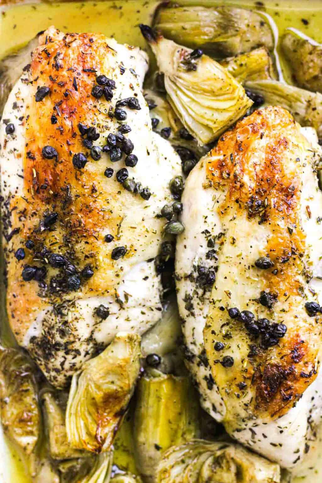 Baked chicken with artichokes and capers The Top Meal