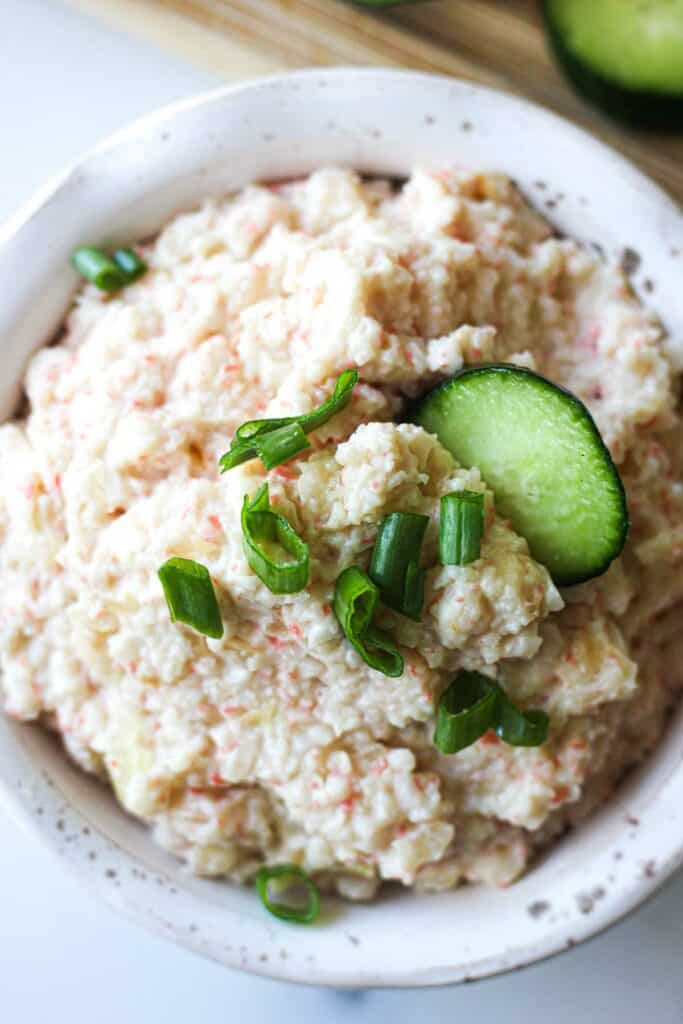 close photo of crab meat dip in the bowl