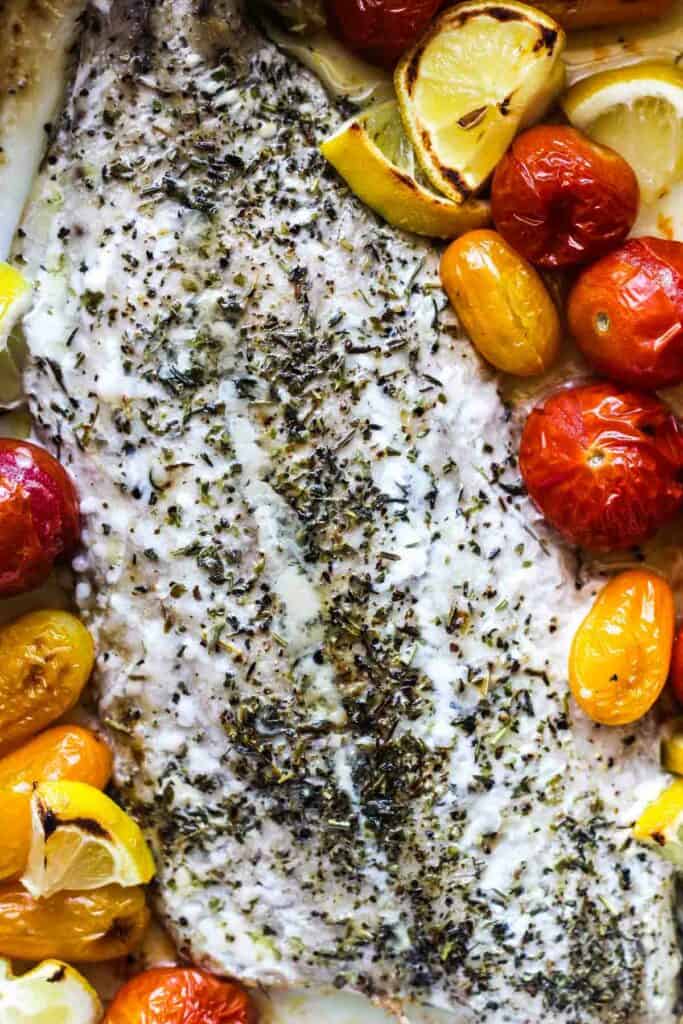 baked bluefish with lemon and tomatoes