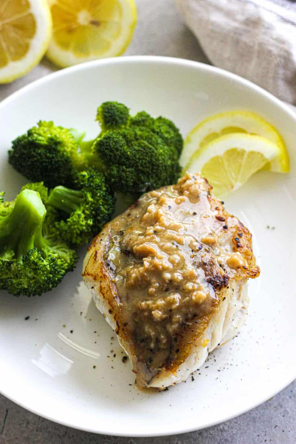 Easy pan seared monkfish with white wine garlic sauce