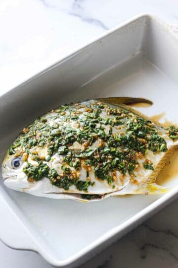 Whole baked pompano with lemon ginger sauce - The Top Meal