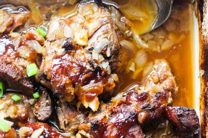 bbq neck bones with sauce and broth