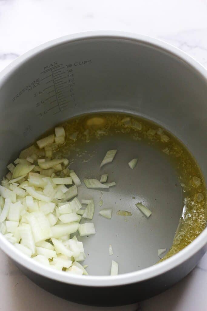 sauteing chopped onion in butter