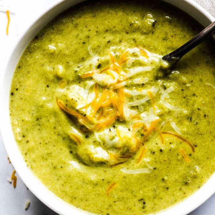 cooked green soup in a a white bowl