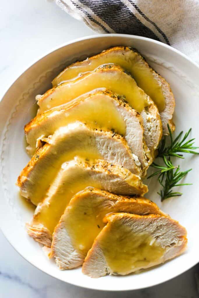 pressure coker frozen turkey breast with gravy and rosemary