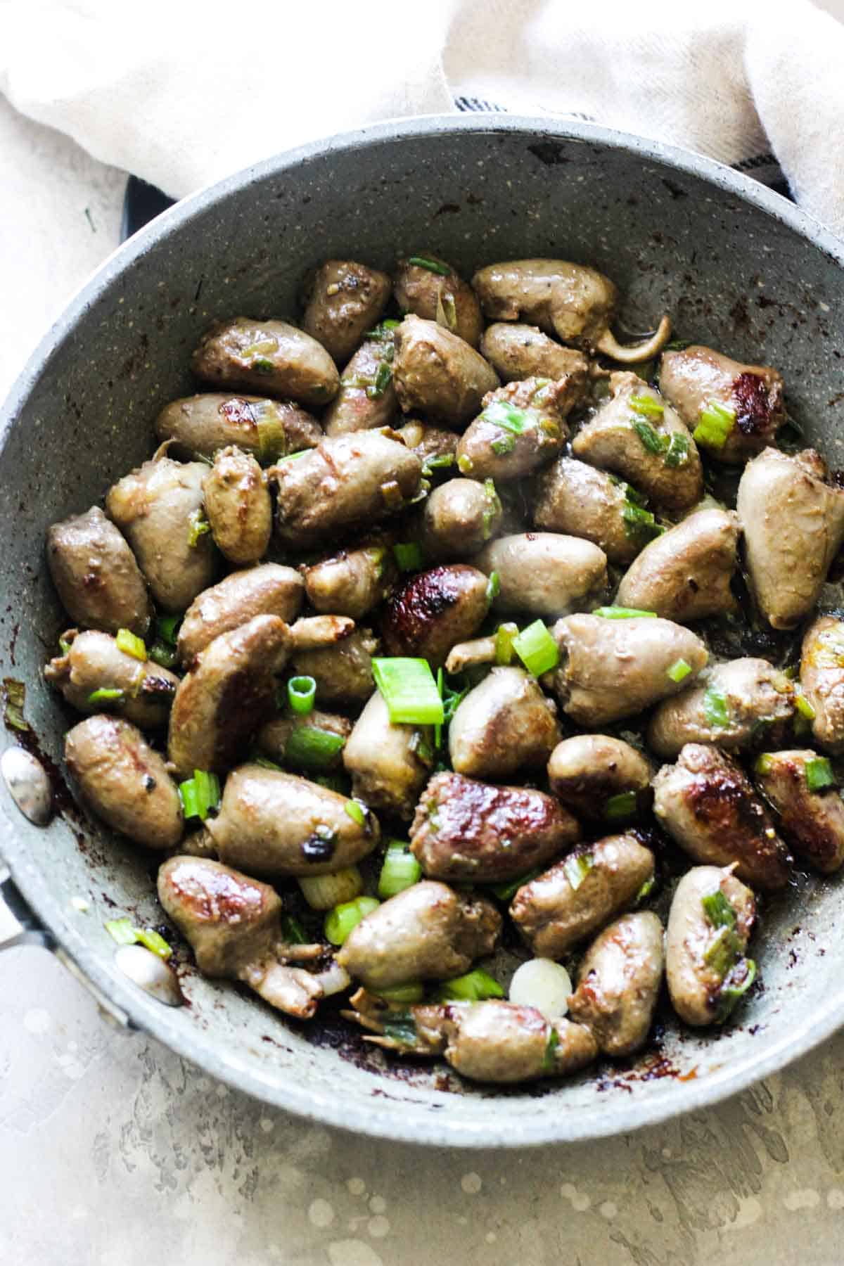 Pan fried chicken hearts (melt in your mouth tender!)