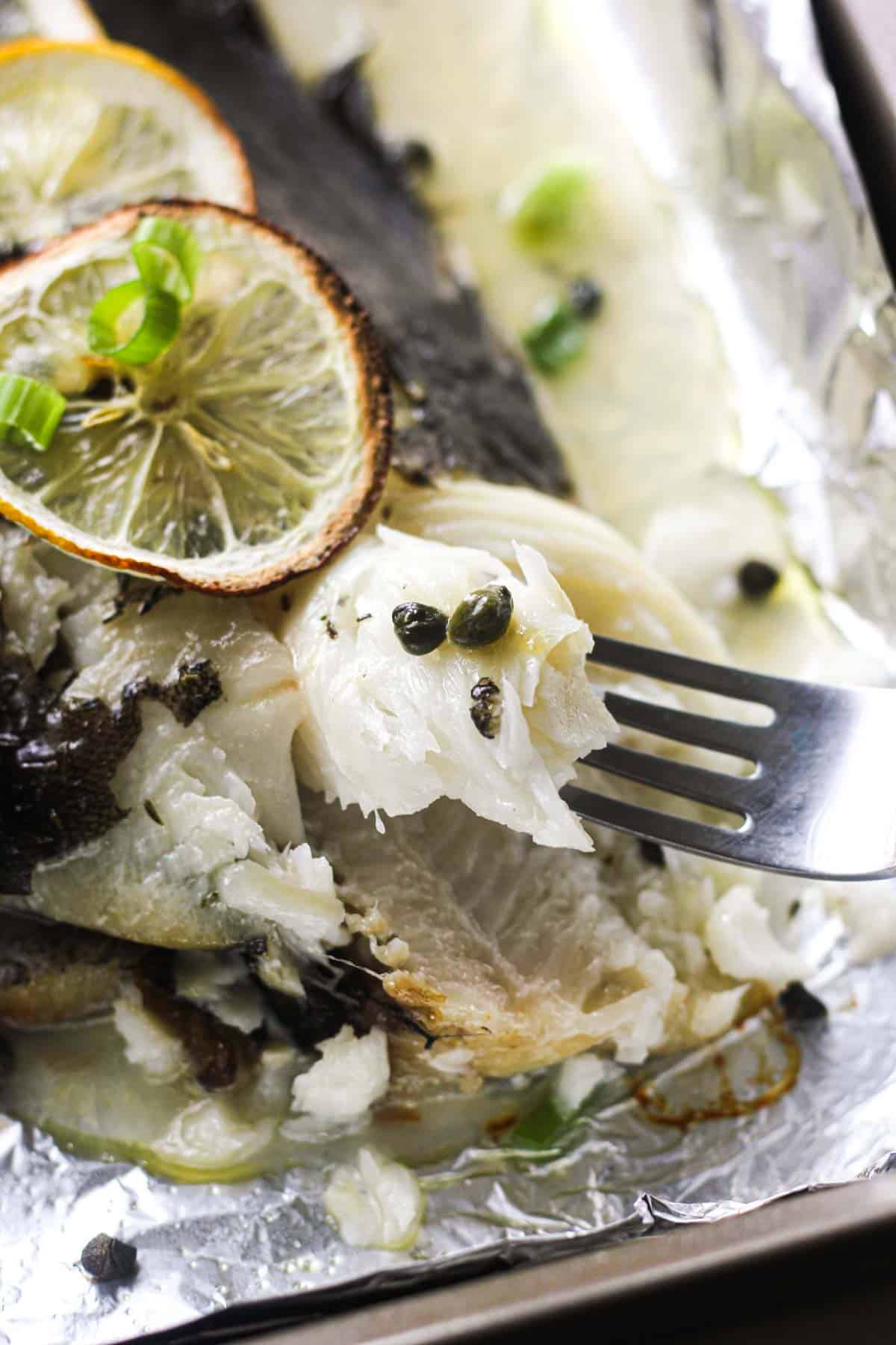 Easy baked whole turbot with lemon and capers | The Top Meal