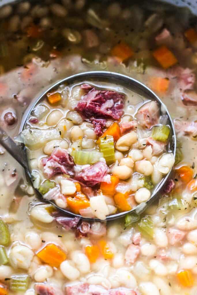 pressure cooker bean soup with ham in the inner pot