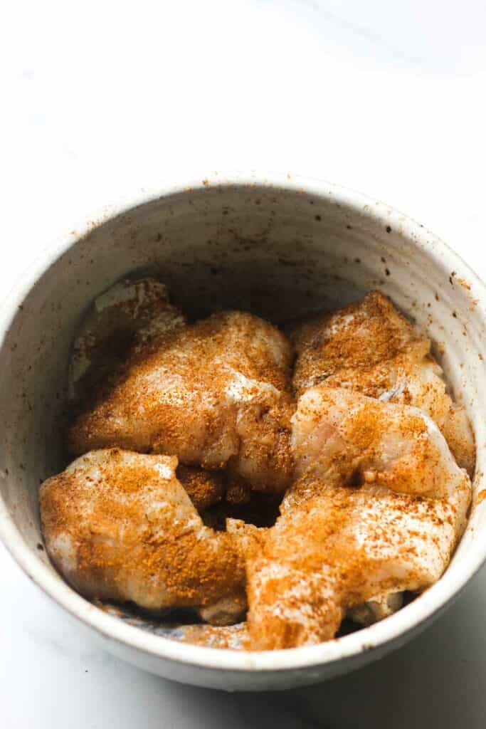 cajun seasoned catfish nuggets in the bowl