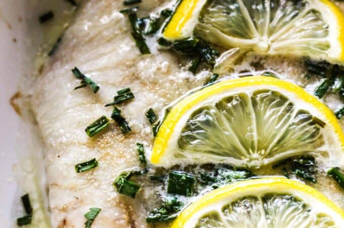 oven baked fluke with lemon butter and cilantro