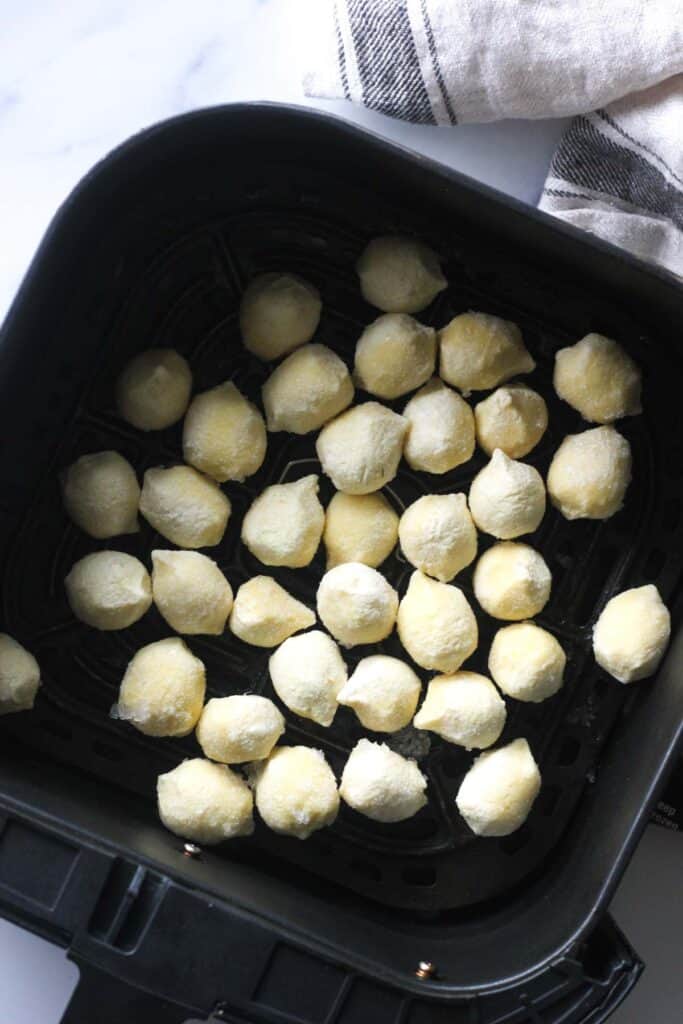 raw gnocchi in the air fryer before cooking