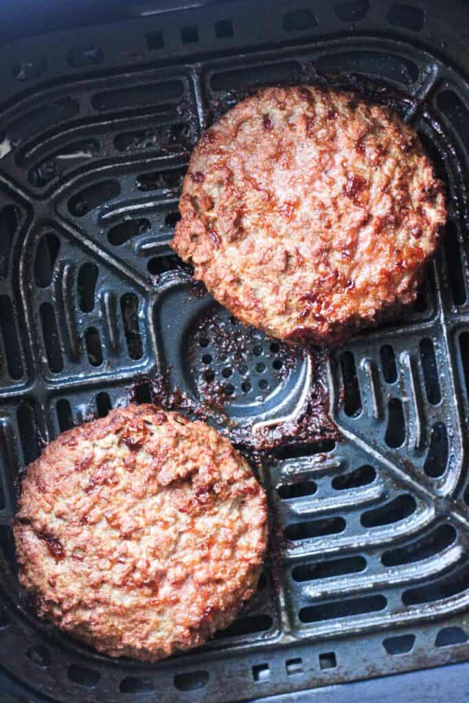 cooked two patties in the air fryer