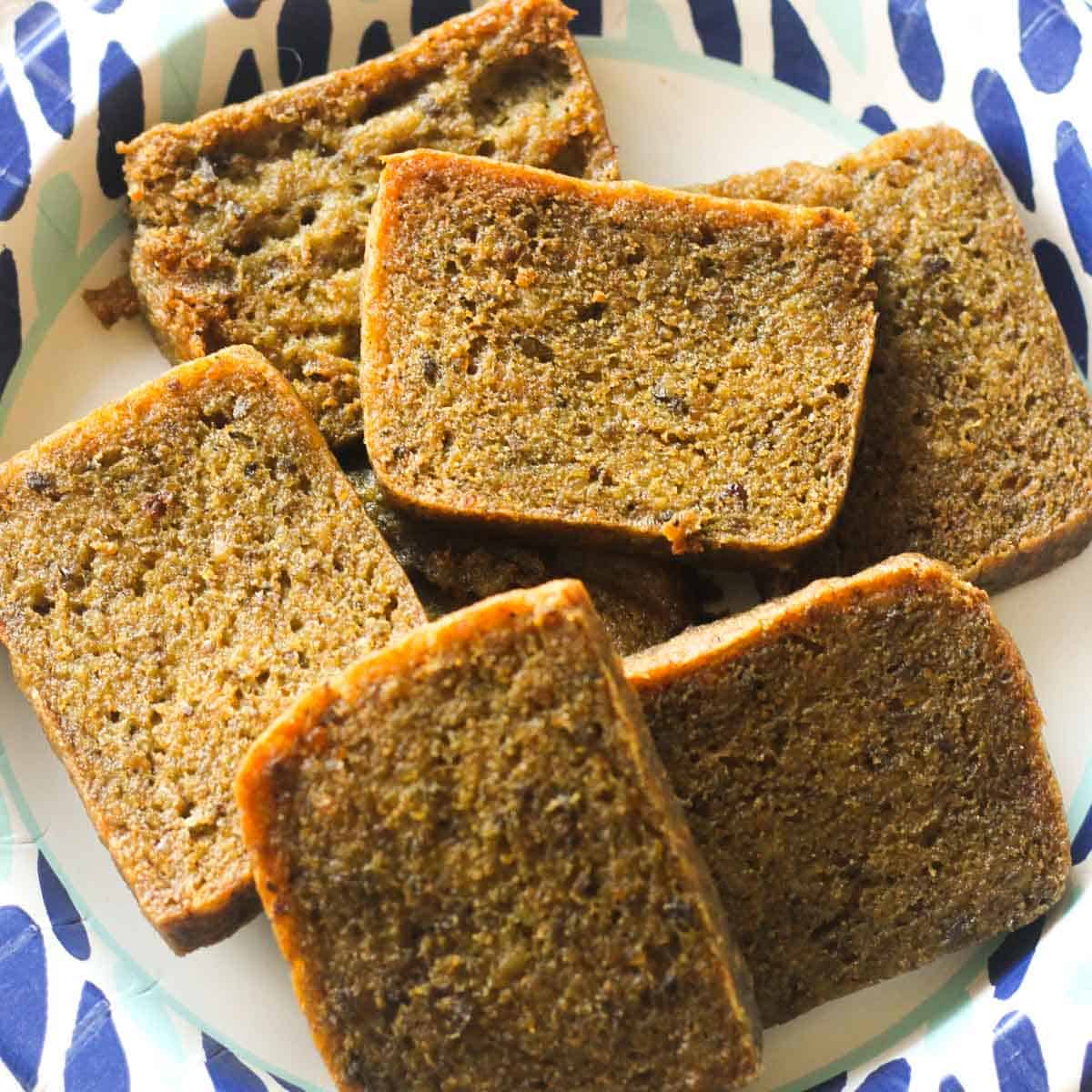 sliced scrapple on the plate