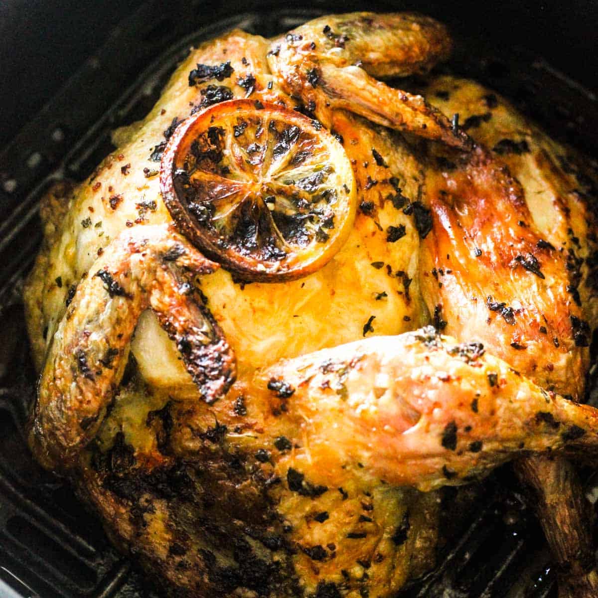 roasted chicken in air fryer with lemon