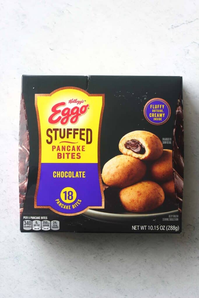 stuffed pancake bites with chocolate package