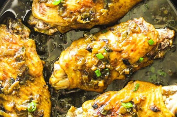baked wings in the pan with curry powder