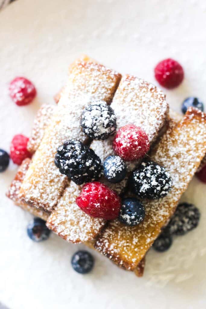 great value french toast sticks cooked in air fryer with berries