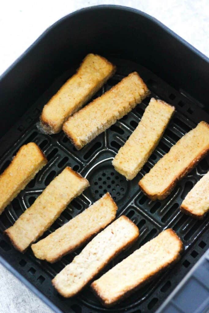 raw bread pieces before cooking in air fryer