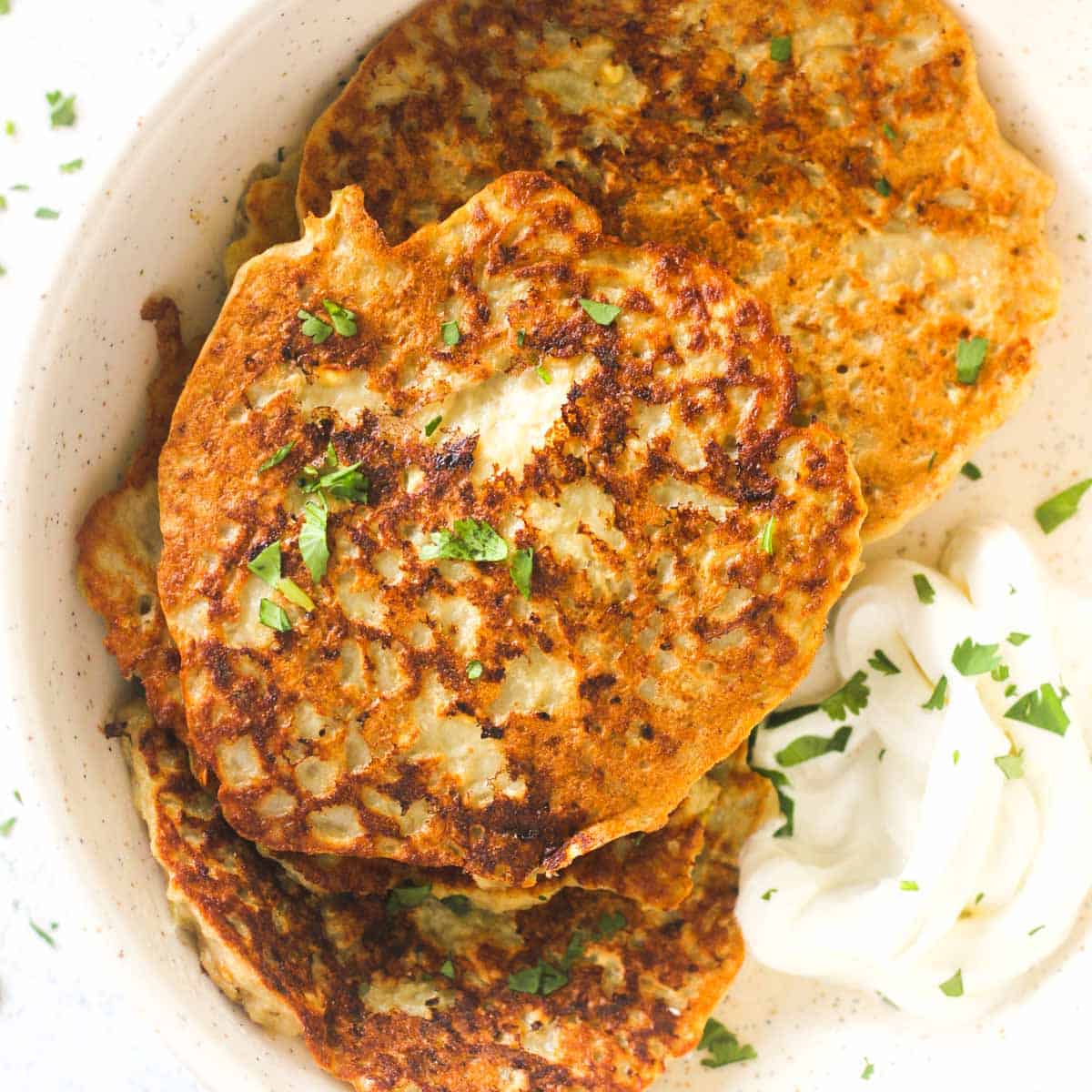 eggplant fritters with sour cream