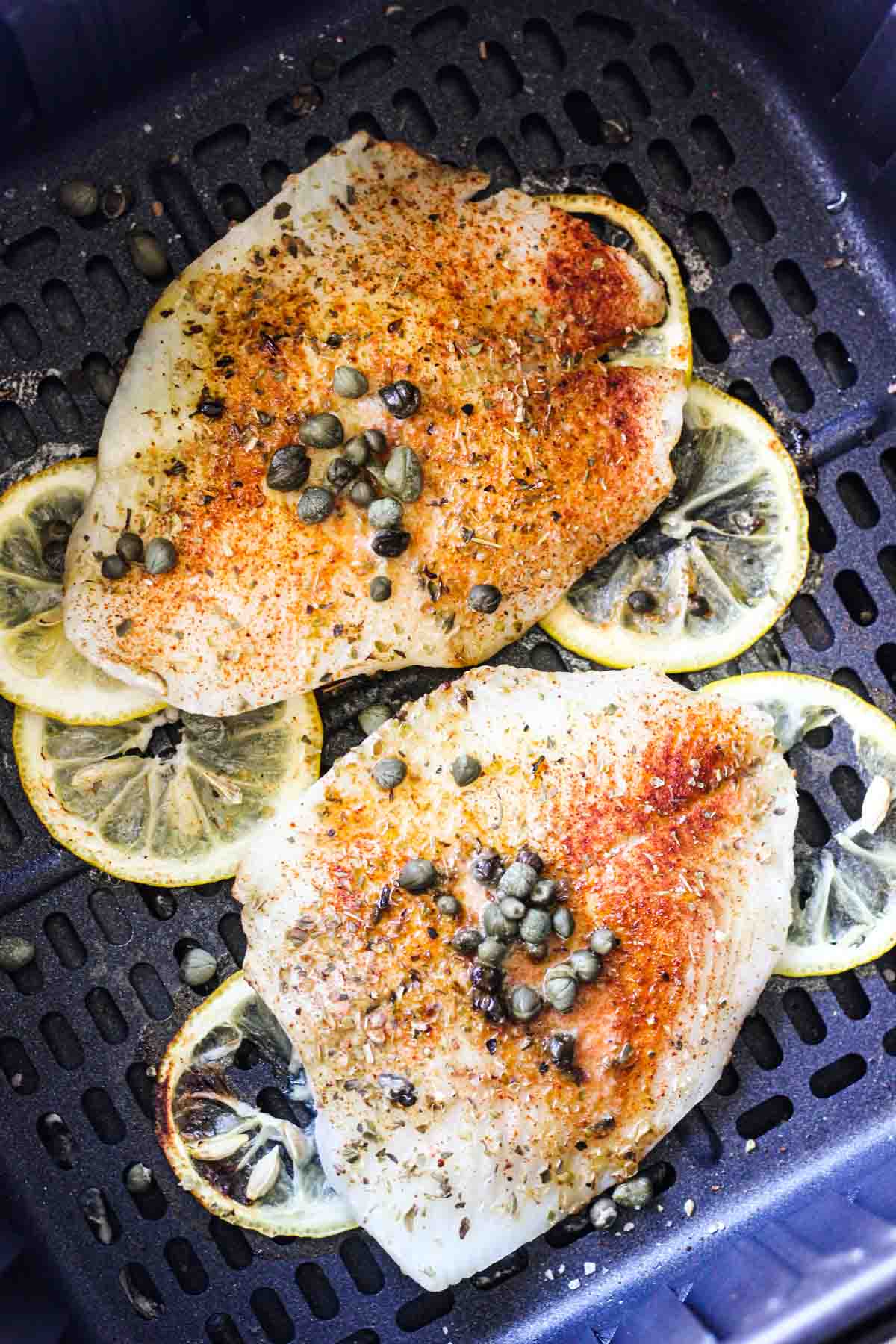 cooked white fish with capers in air fryer
