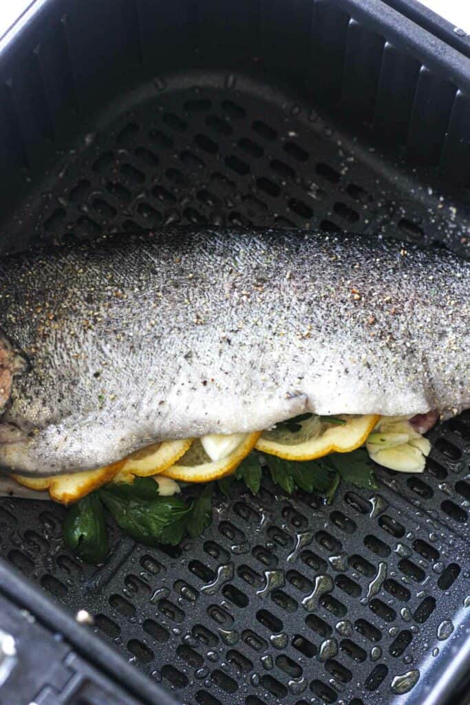 seasoned raw trout in air fryer