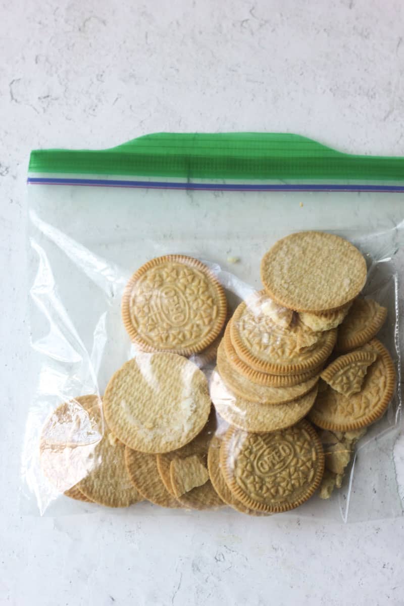 yellow cookies in the small zip lock bag