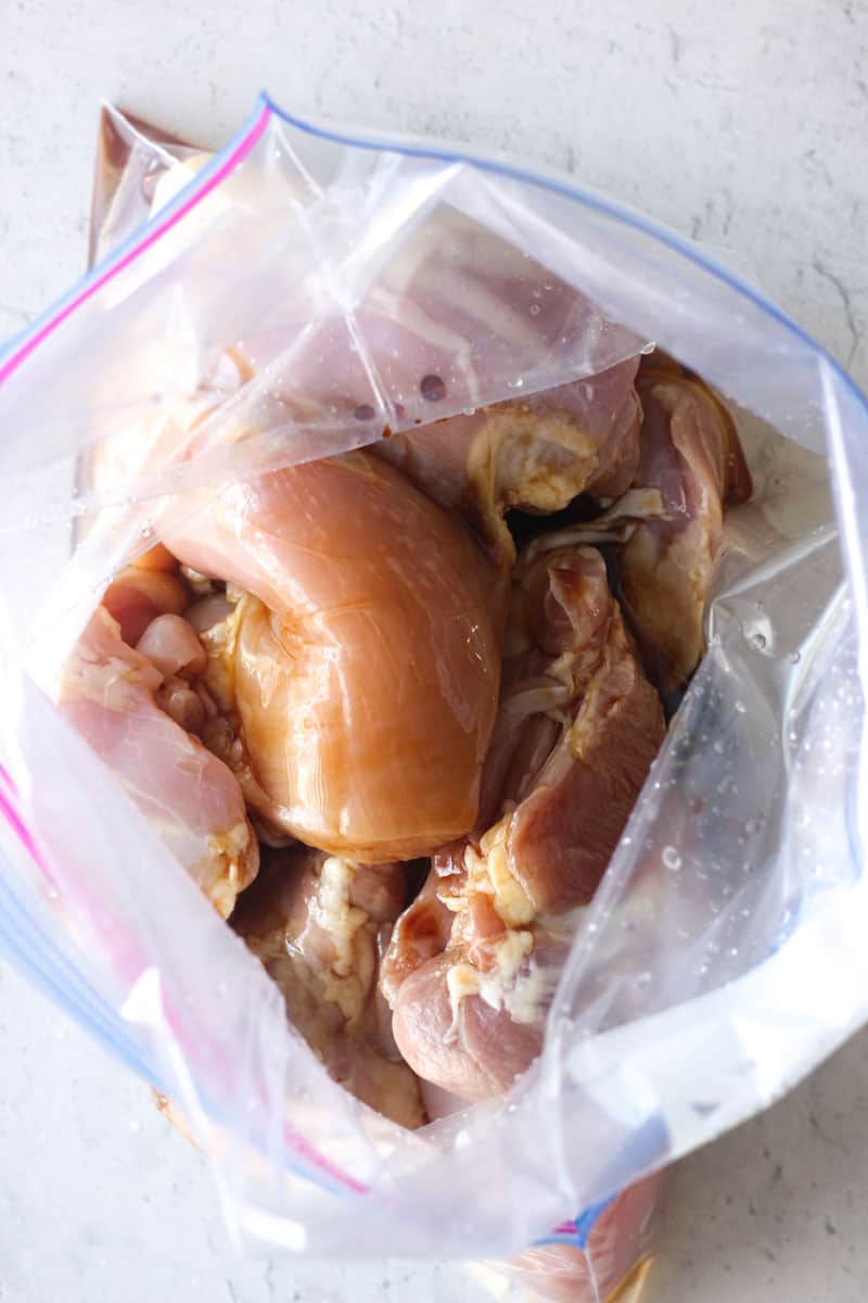 marinating thighs in the plastic bag