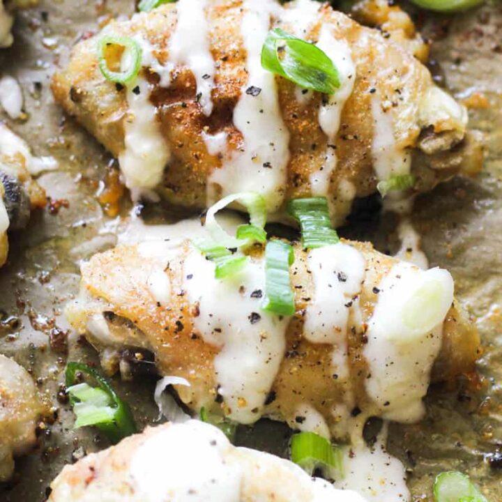 alfredo chicken wings with chopped green onions