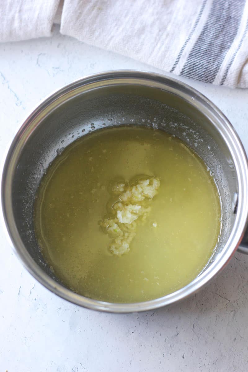 heating butter with minced garlic