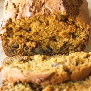 butterscotch pudding pumpkin bread, sliced