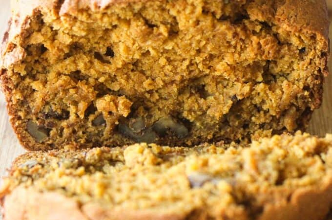 butterscotch pudding pumpkin bread, sliced
