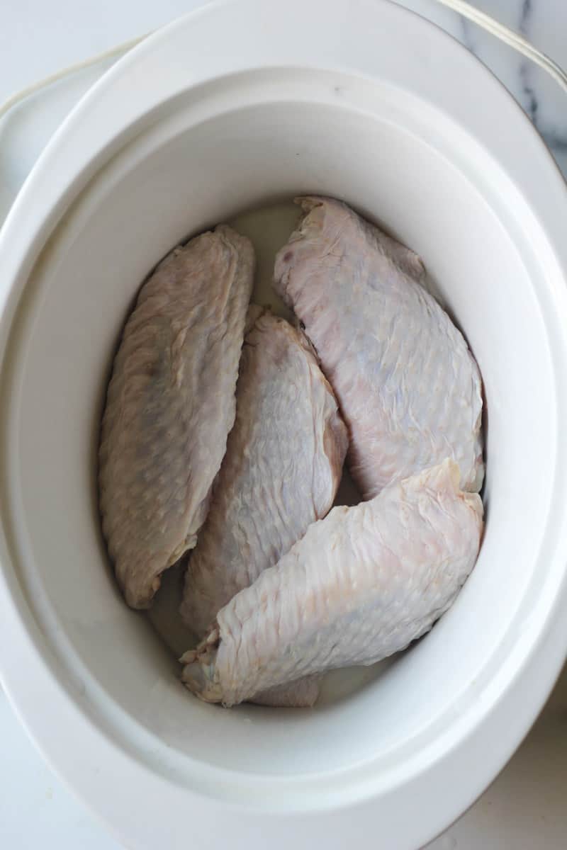 raw turkey wings in the slow cooker