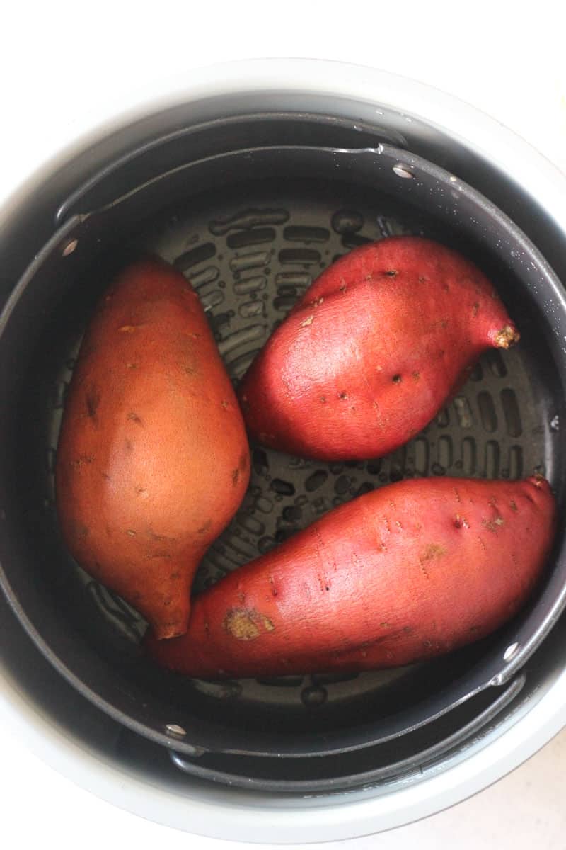 raw sweet potatoes in the ninja foodi pressure cooker