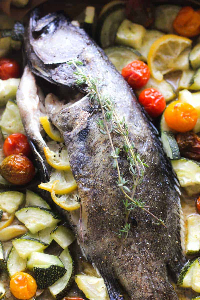 whole grouper with vegetables
