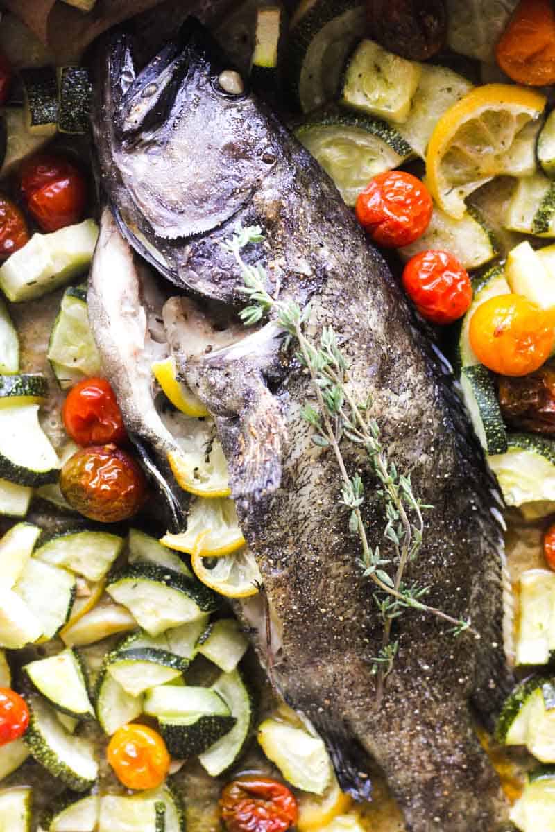 baked grouper with zucchinis and cherry tomatoes