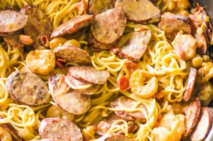 cajun angel hair pasta close picture