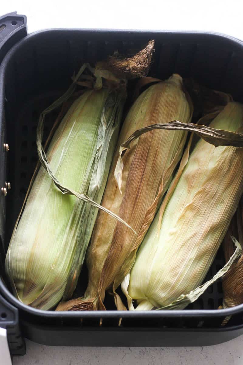 corn in husk in air fryer basket