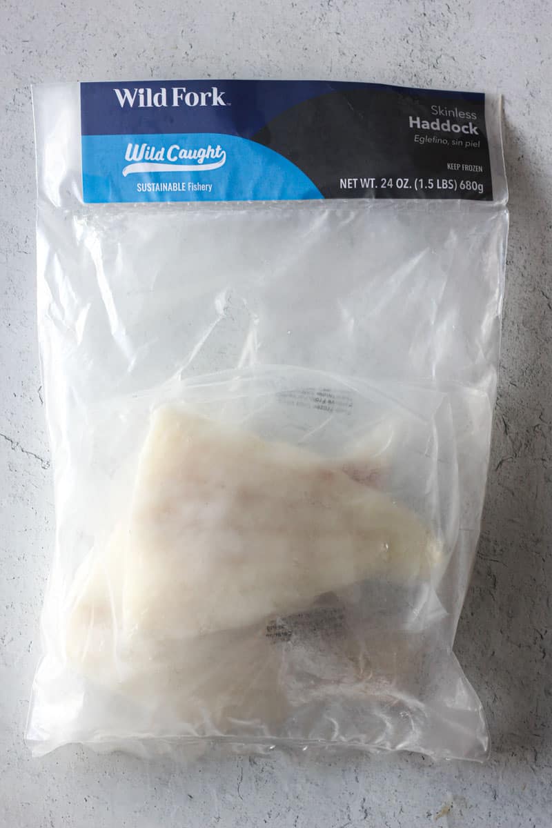 plastic package with haddock fillets