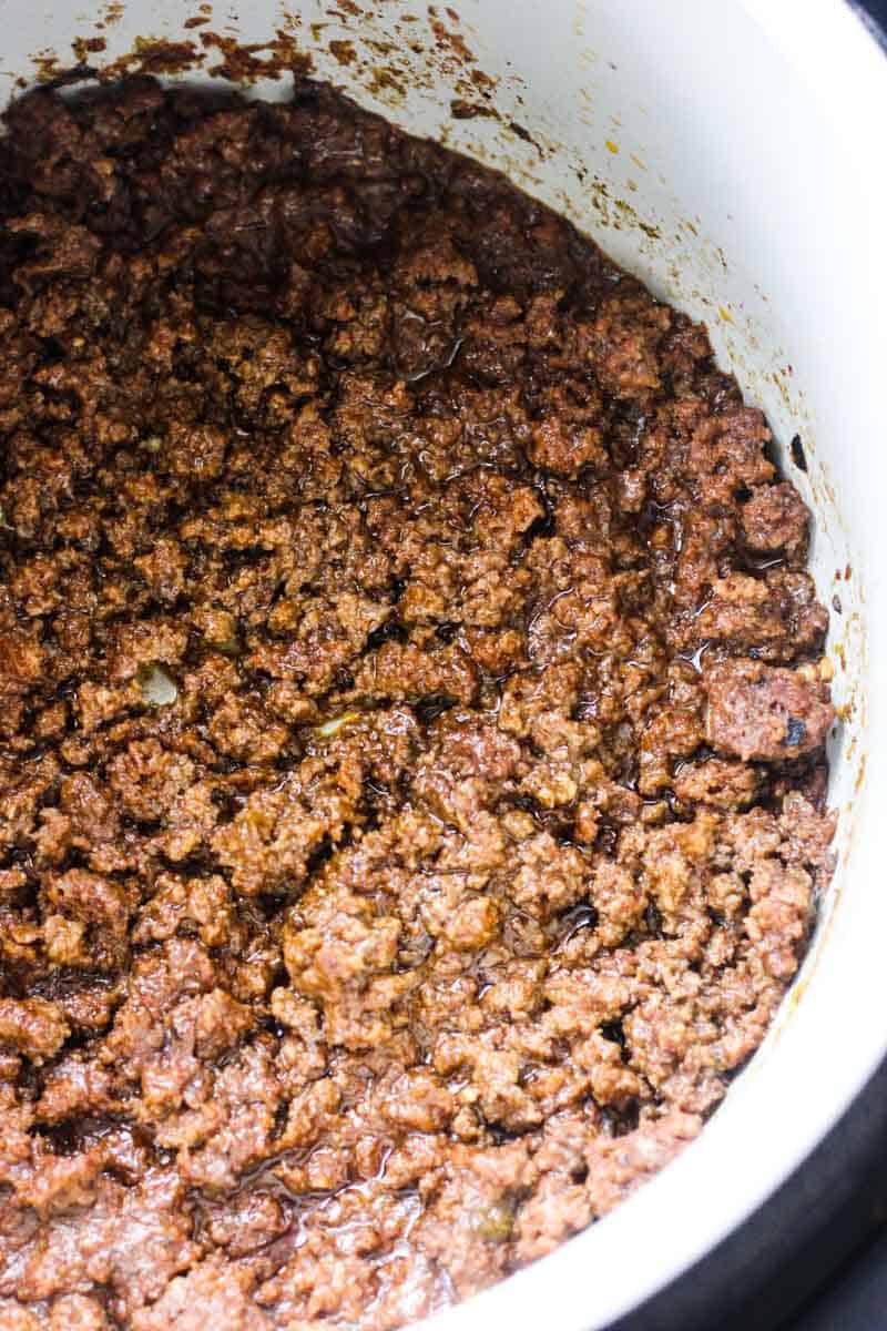 cooked taco meat in pressure cooker