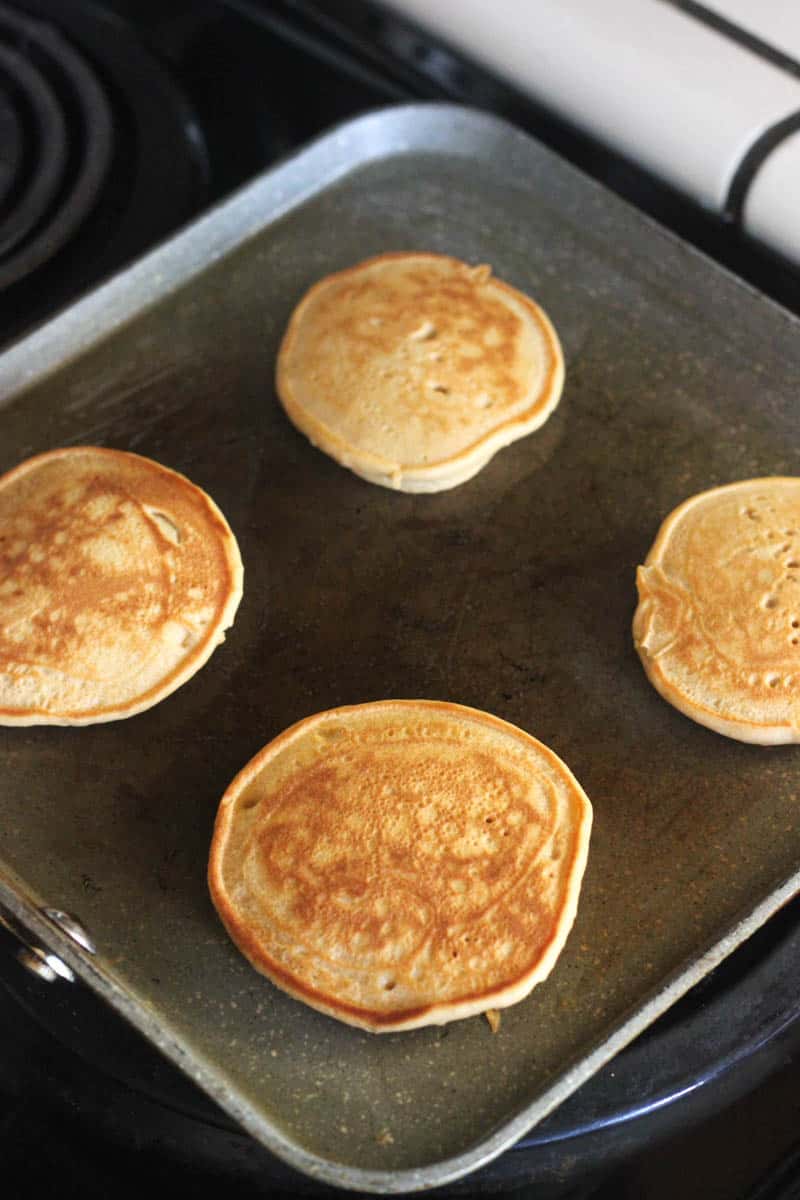making pancakes on the pan