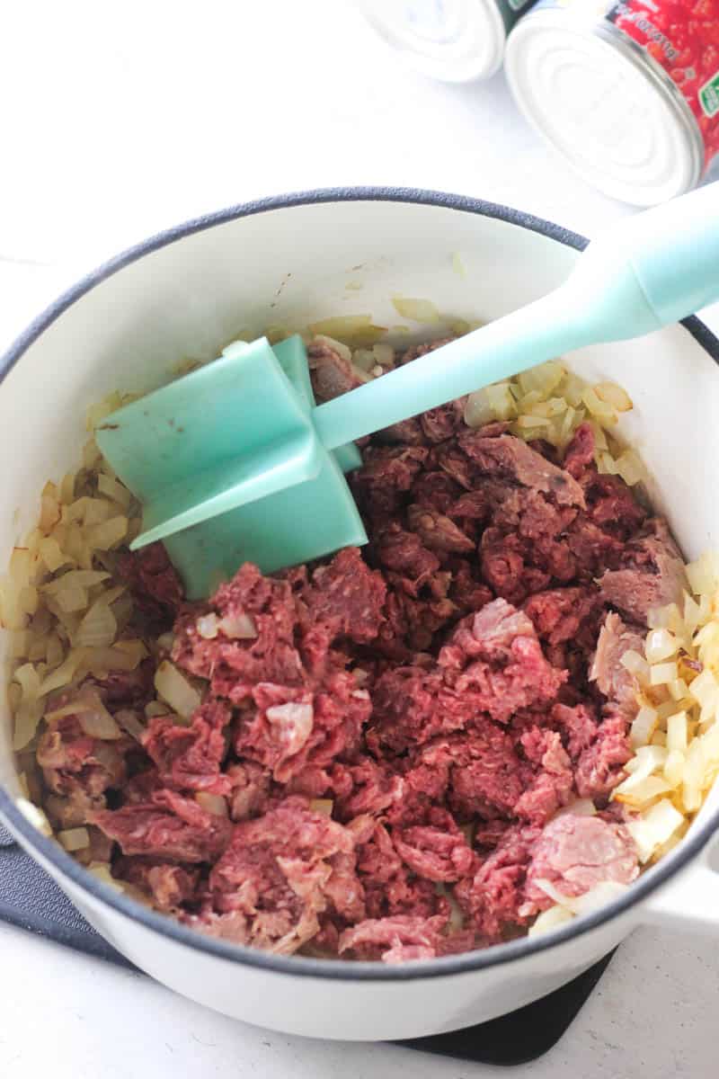 minced raw elk with chopped sauteed onions